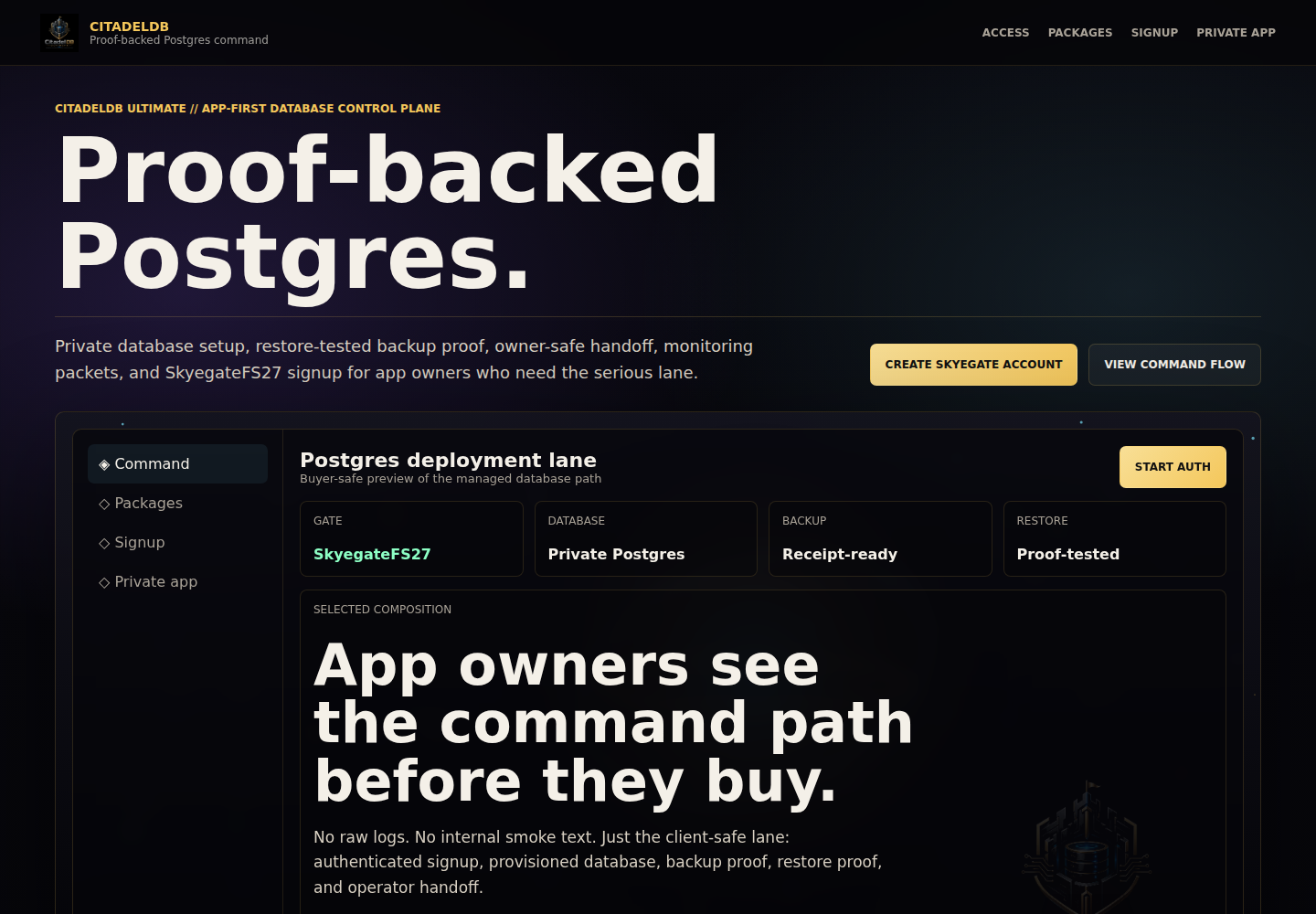 CitadelDB command center screenshot