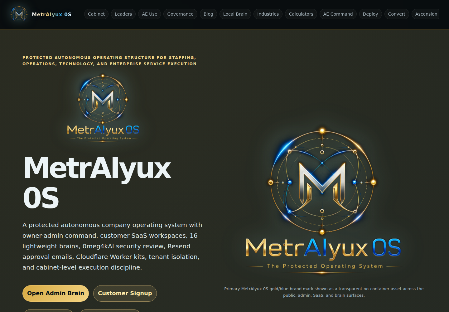 MetrAIyux 0S command deck screenshot from the beta proof set